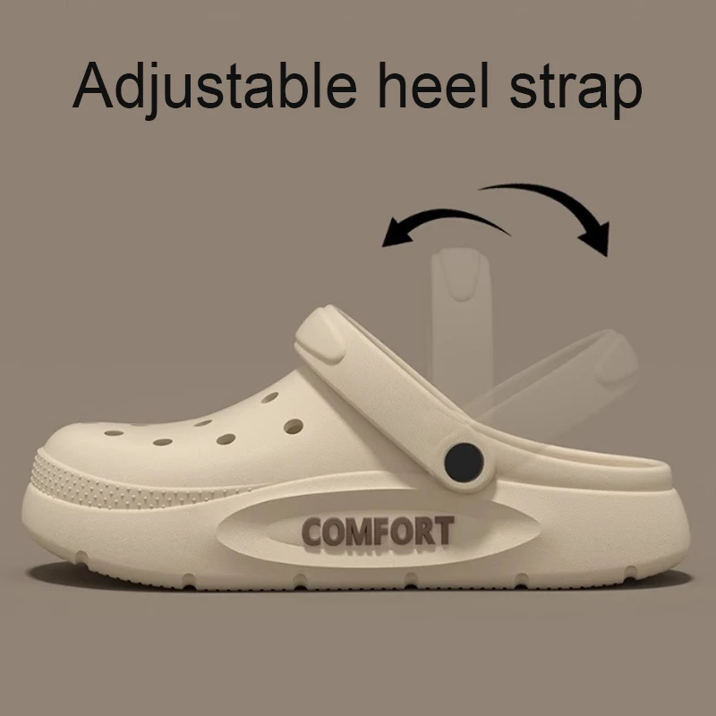 Women's Men's Slippers Summer Anti-Slip Couple Hollow Covered Toe Indoor Outdoor Casual Thick Bottom Sandals for Home Adults