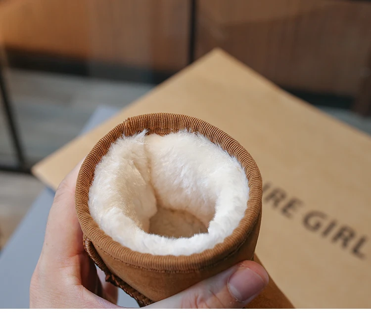 2025 Children Snow Boots Leisure Thick Fur Platform Winter Kids Short Boot Slip-on Unisex Concise Style Boys Girls Kids Shoes