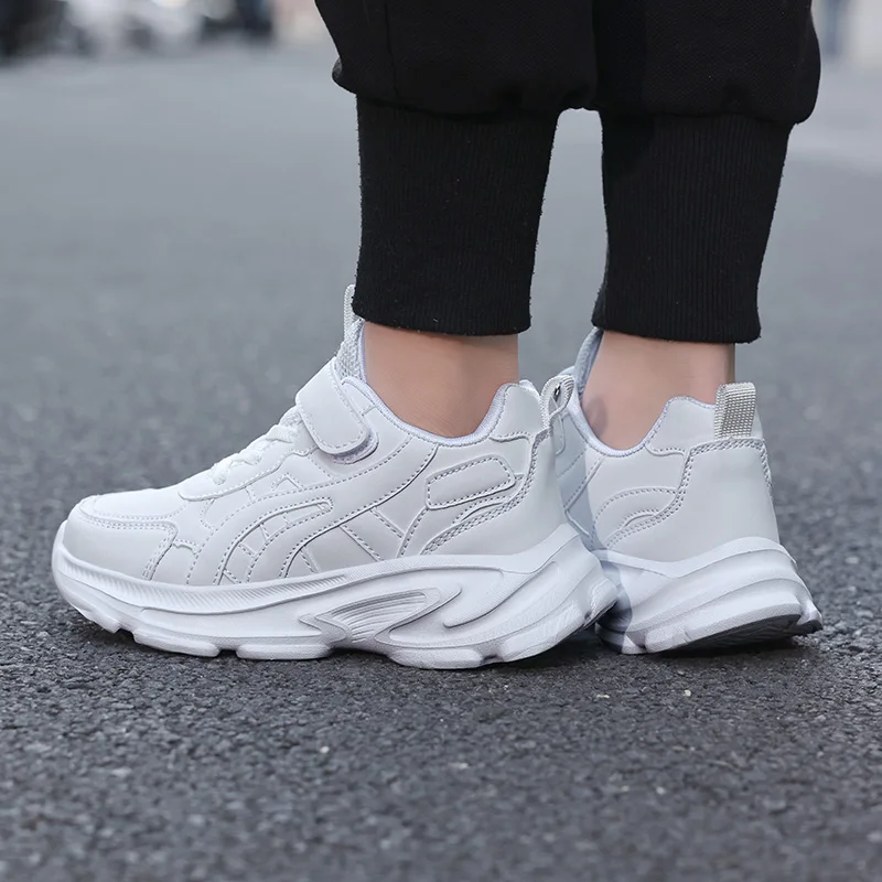 Children Sports Shoes Classic White Casual Running Shoes Spring Autumn New Breathable Mesh Thick Soled Non Slip Kids Sneakers