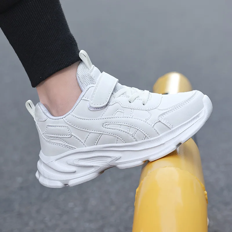 Children Sports Shoes Classic White Casual Running Shoes Spring Autumn New Breathable Mesh Thick Soled Non Slip Kids Sneakers