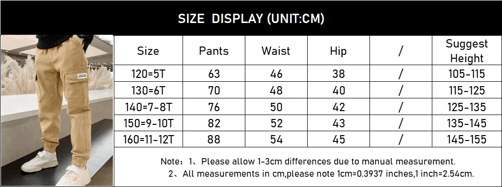 Boys Cargo Pants Spring Autumn Thick Boys Trousers Casual Kids Sport Pants Teenage Children Clothes For 4-11Year