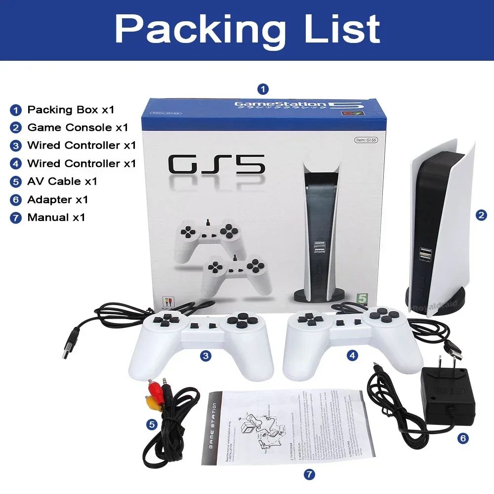 GS5 Game Station 5 Video Game Console With 200 Classic Games 8 Bit TV Console Retro USB Wired Handheld Two Game Player AV Output