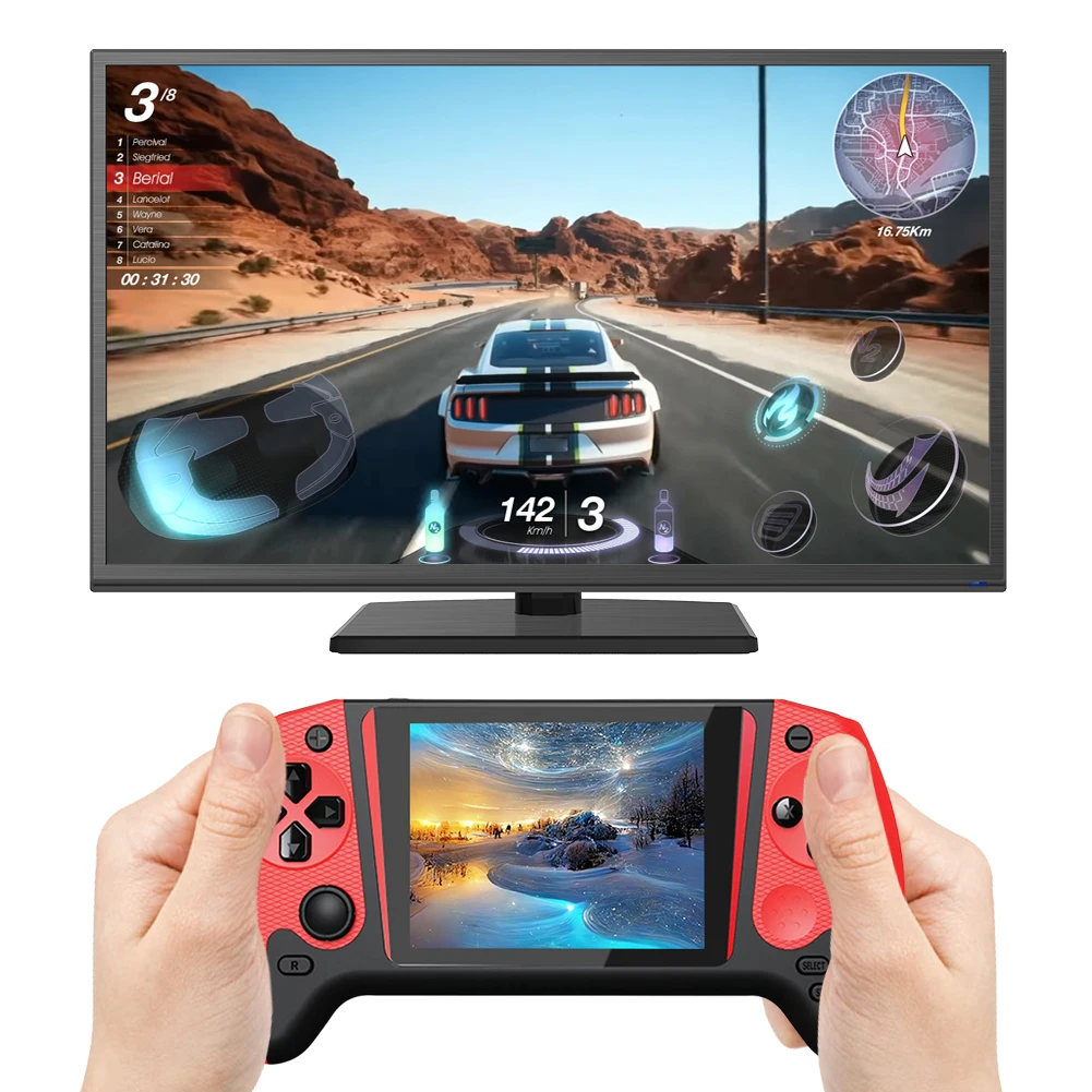 Retro Handheld Game Console 3.5inch LCD Screen Built-in 500 Games Gaming Console 1200mAh Portable Game Console for Single Player