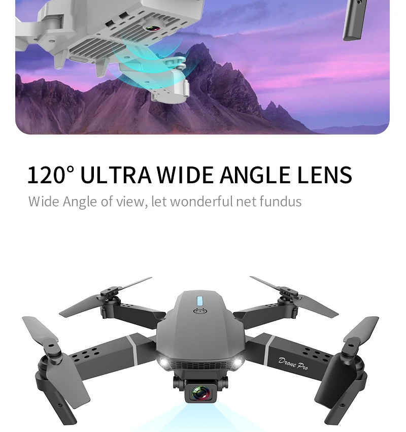 Drones Toys Gifts 8K HD Dual Camera 2026 E88 Plus Mini Foldable GPS Brushless Motor Obstacle Avoidance RC Quadcopter LED For IOS