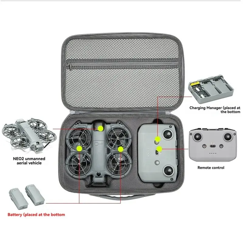 C9-Protective Case For DJI Neo 2 Drone Body Battery For DJI Neo 2 Remote Controller Storage Bag Handbag Neo 2 Box Gray - Image 4
