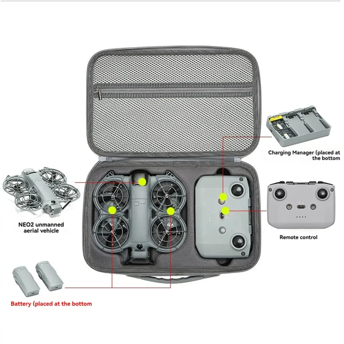 C9-Protective Case For DJI Neo 2 Drone Body Battery For DJI Neo 2 Remote Controller Storage Bag Handbag Neo 2 Box Gray C9-Protective Case For DJI Neo 2 Drone Body Battery For DJI Neo 2 Remote Controller Storage Bag Handbag Neo 2 Box Gray