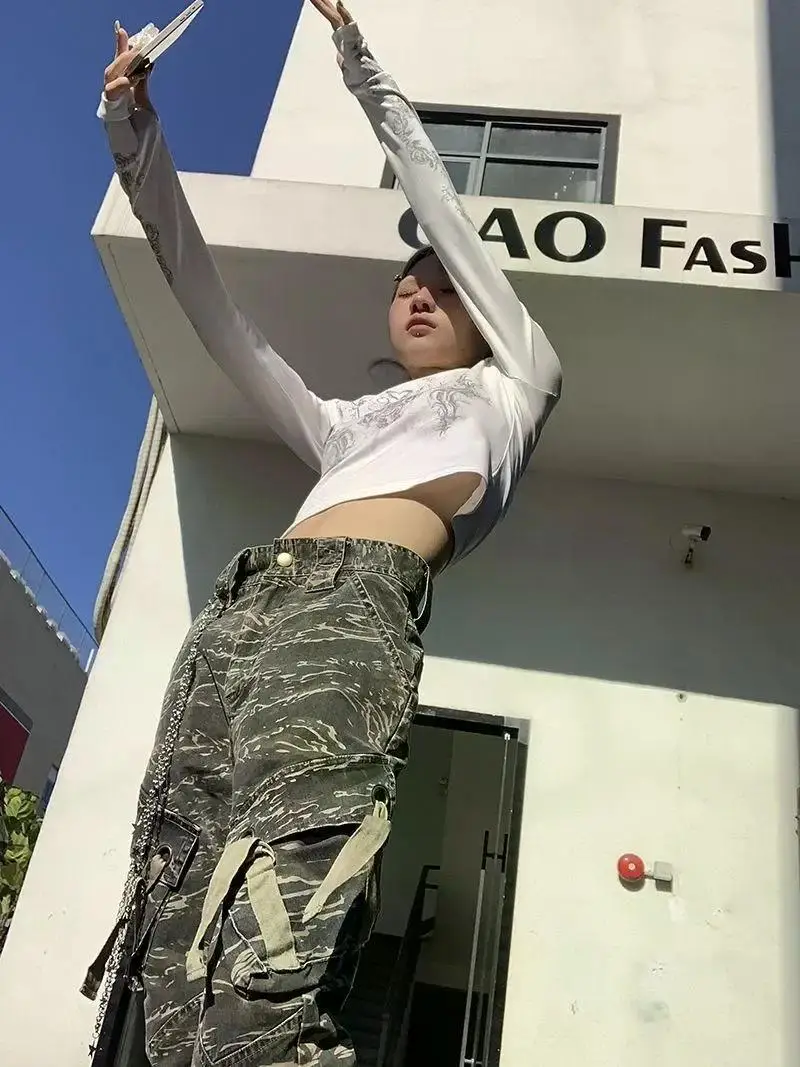 Vintage Women Clothes Y2K T-shirts 2023 Blusas O-neck Long Sleeve Print Tunic Woman Clothing Fashion Casual Crop Tops Shirts