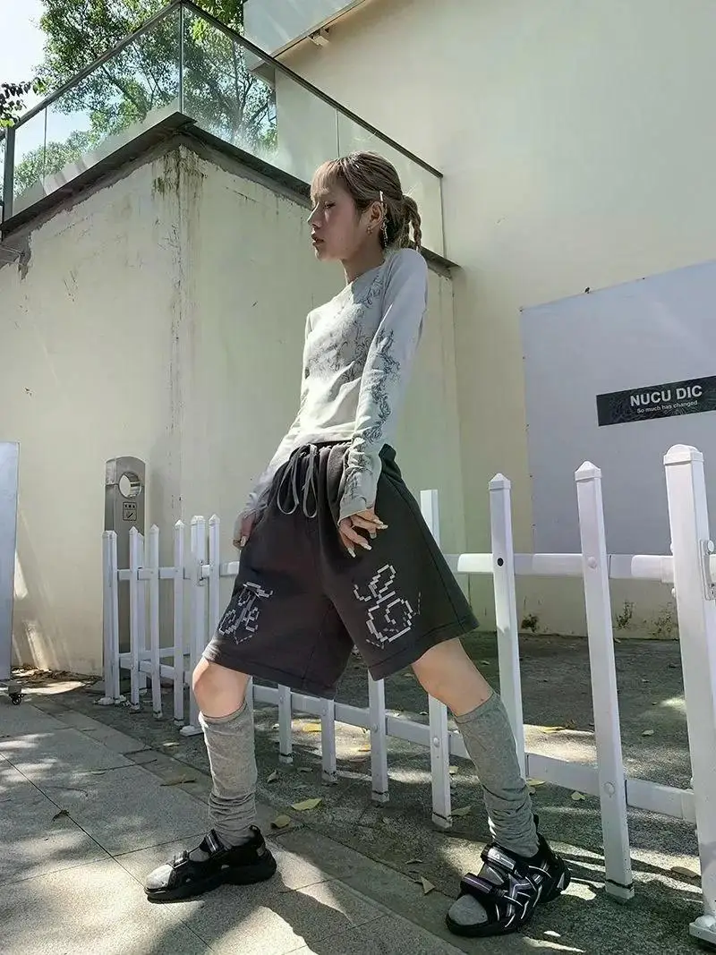 Vintage Women Clothes Y2K T-shirts 2023 Blusas O-neck Long Sleeve Print Tunic Woman Clothing Fashion Casual Crop Tops Shirts