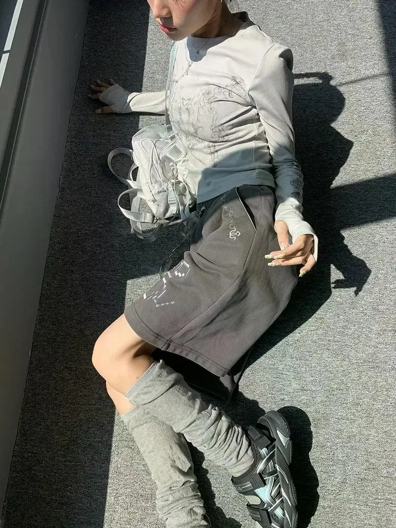 Vintage Women Clothes Y2K T-shirts 2023 Blusas O-neck Long Sleeve Print Tunic Woman Clothing Fashion Casual Crop Tops Shirts