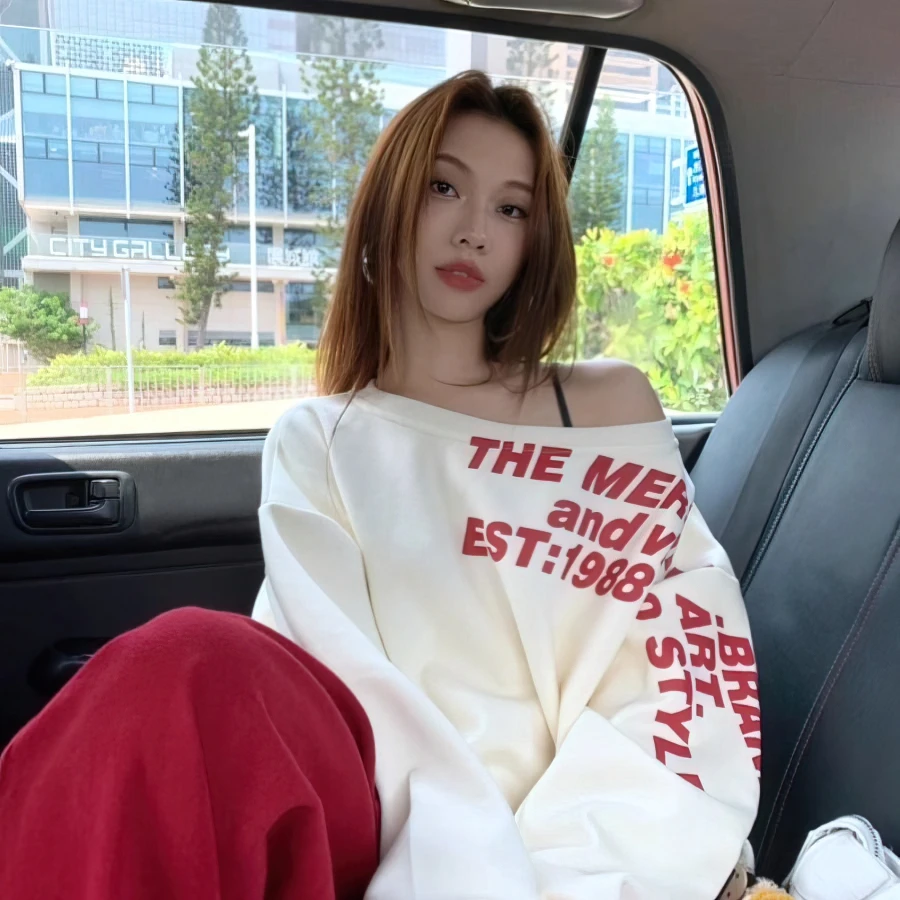 Y2k Sexy Oversize T shirt Women Streetwear Print Long sleeve Basic Top Lady Fall Winter Korean Fashion Oversized Tees Shirt