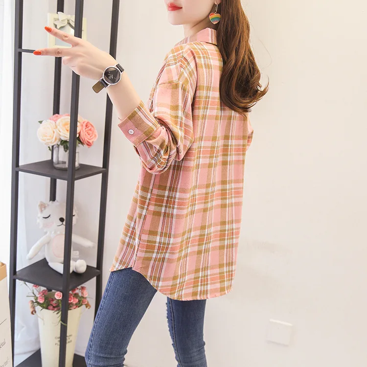 Brand Women's Flannel Plaid Shirts 2025 New Ladies Tops Exquisite Designer Style Loose Blouses Casual Cotton Long Sleeve Blouse
