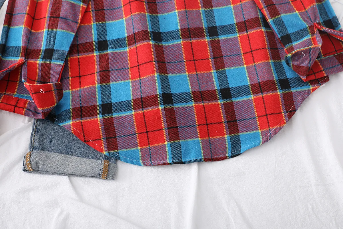 Brand Women's Flannel Plaid Shirts 2025 New Ladies Tops Exquisite Designer Style Loose Blouses Casual Cotton Long Sleeve Blouse