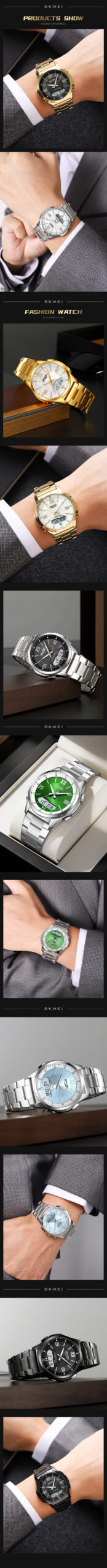 SKMEI 2459 Mens Multiple Time Quartz Analog Digital Display Sports Watches LED Waterproof Electronic Wristwatch reloj hombre