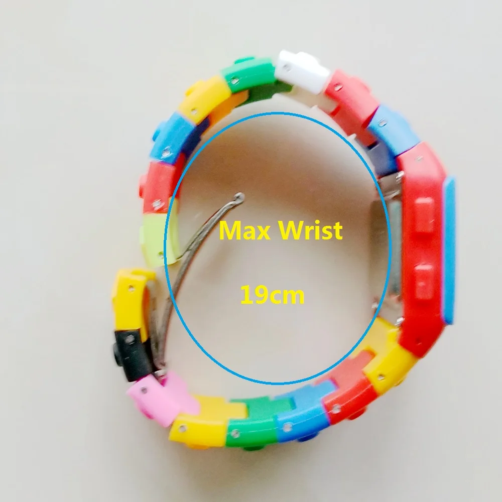 Fashion Students Mens Women Colourful SHHORS Building Blocks Plastic Waterproof Sport Digital Electronic Multifunctional Watches