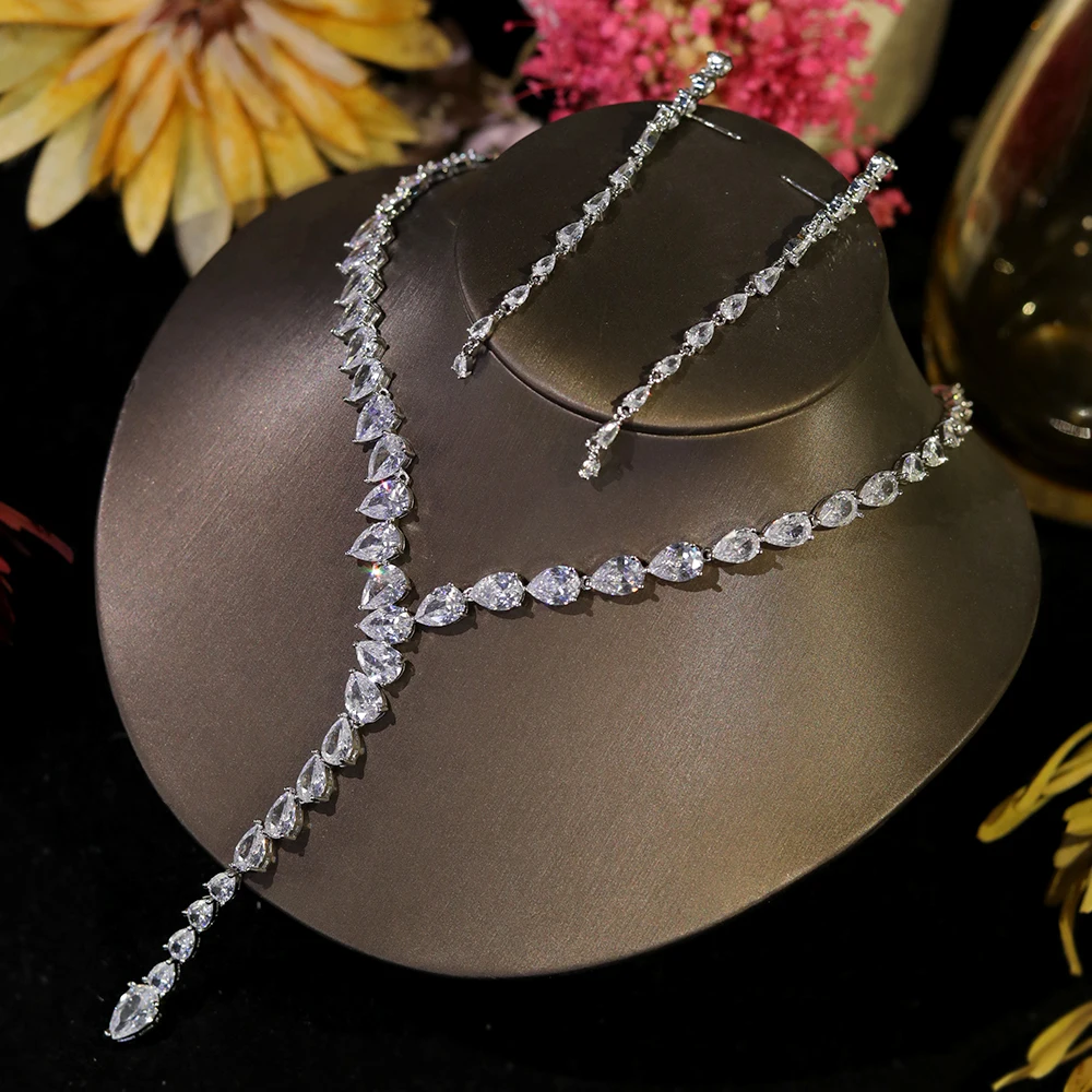 2024 Fashion Zircon Pendant Choker Water Drop for Women Vintage Clavicle Chain Crystal Collar Necklace Bridal Jewelry Sets Gift 2024 Fashion Zircon Pendant Choker Water Drop for Women Vintage Clavicle Chain Crystal Collar Necklace Bridal Jewelry Sets Gift