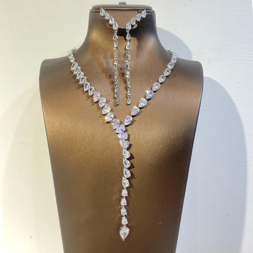 2024 Fashion Zircon Pendant Choker Water Drop for Women Vintage Clavicle Chain Crystal Collar Necklace Bridal Jewelry Sets Gift 2024 Fashion Zircon Pendant Choker Water Drop for Women Vintage Clavicle Chain Crystal Collar Necklace Bridal Jewelry Sets Gift