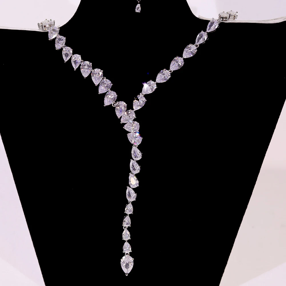 2024 Fashion Zircon Pendant Choker Water Drop for Women Vintage Clavicle Chain Crystal Collar Necklace Bridal Jewelry Sets Gift 2024 Fashion Zircon Pendant Choker Water Drop for Women Vintage Clavicle Chain Crystal Collar Necklace Bridal Jewelry Sets Gift